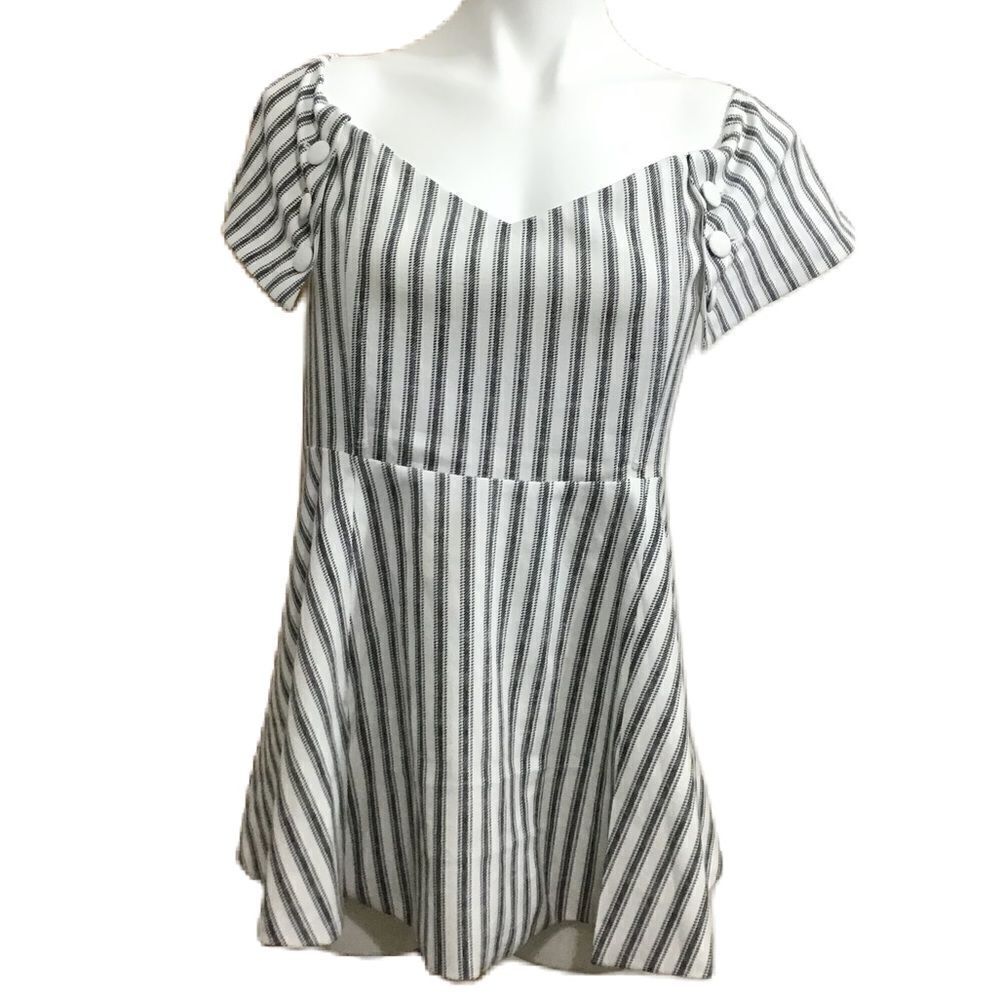 by egreis Stripe Short Sleeve Flare Top Size XXL